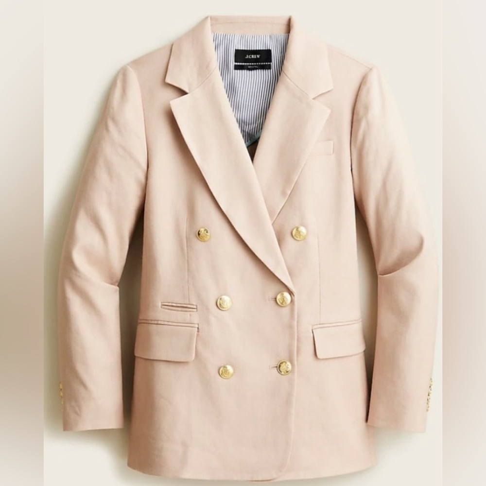 J Crew Bristol Dusty Pink Blush Blazer Gold Buttons Linen Size 12